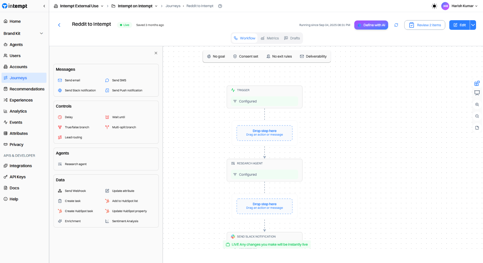 Review and deliver via Slack