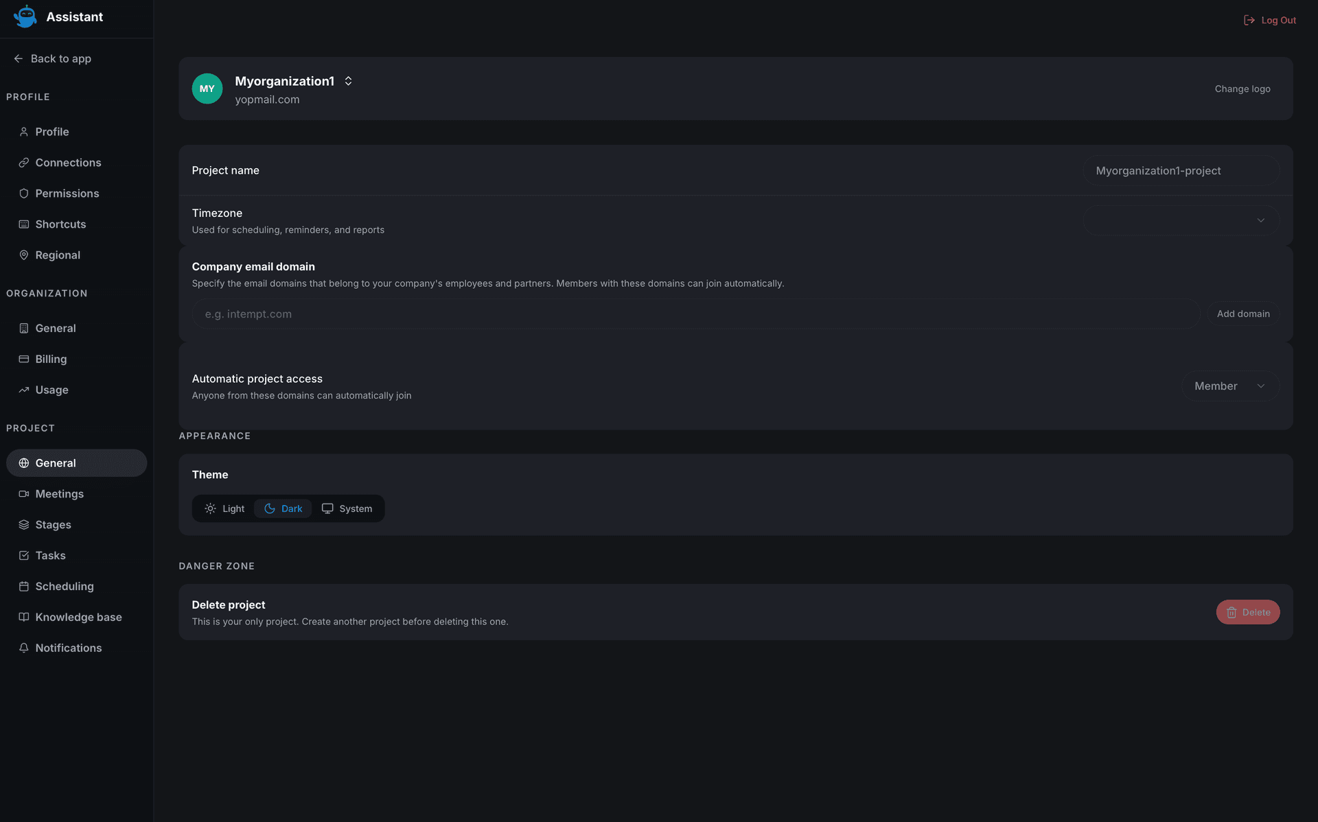 project general tab appearance system - desktop settings - Intempt documentation