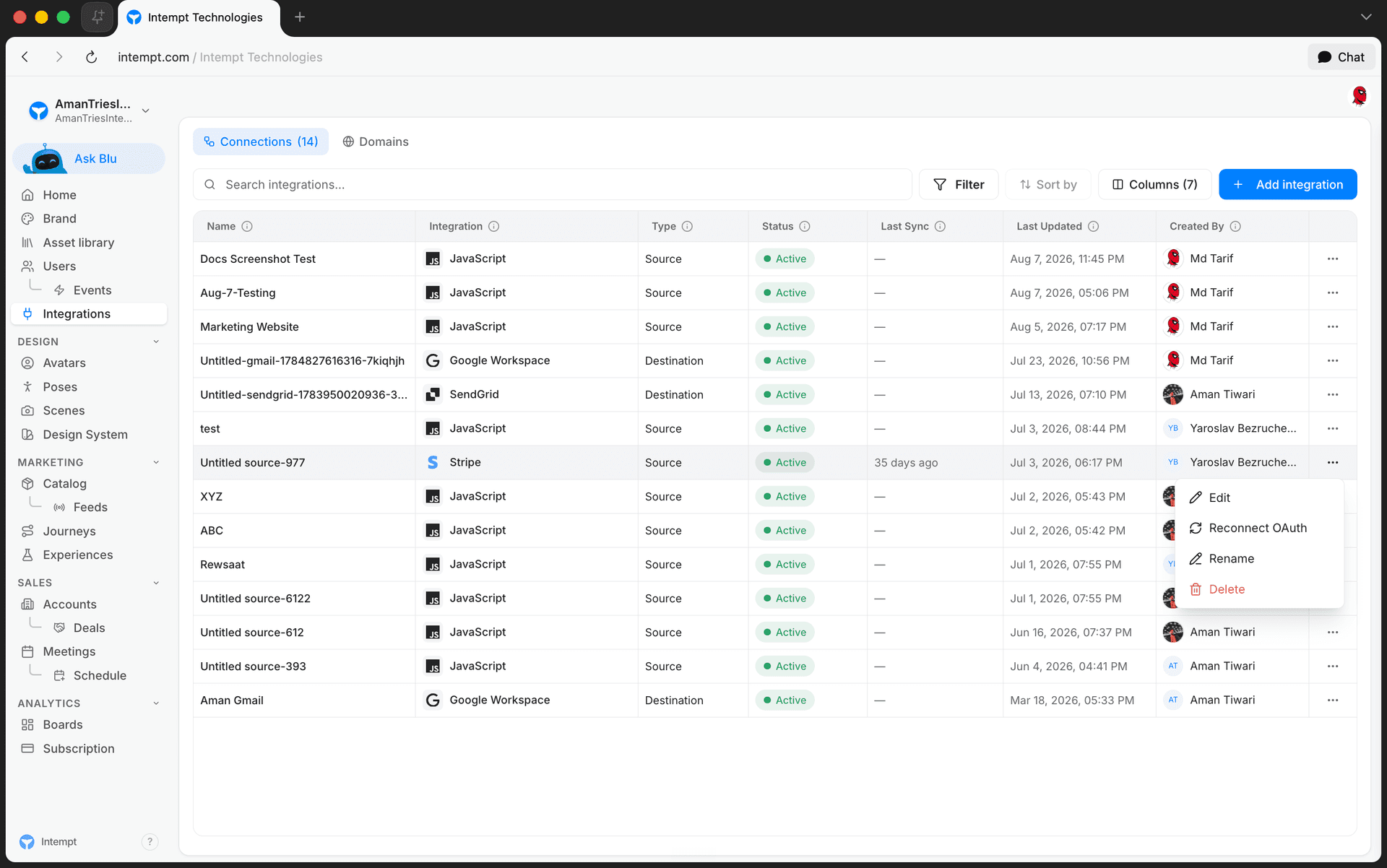 connections tab source actions menu edit - attribute mapping - Intempt documentation