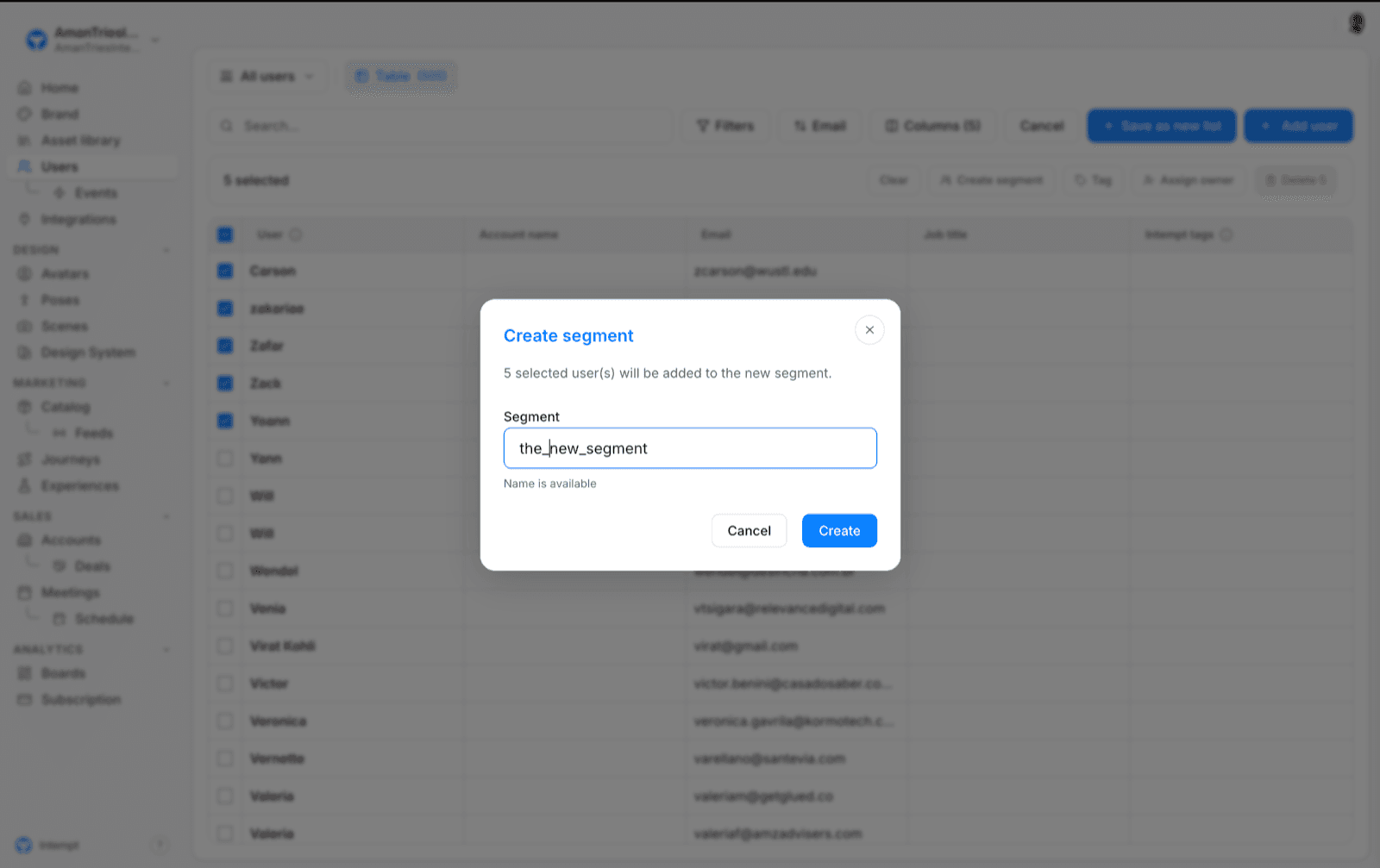 create segment dialog - segments - Intempt documentation