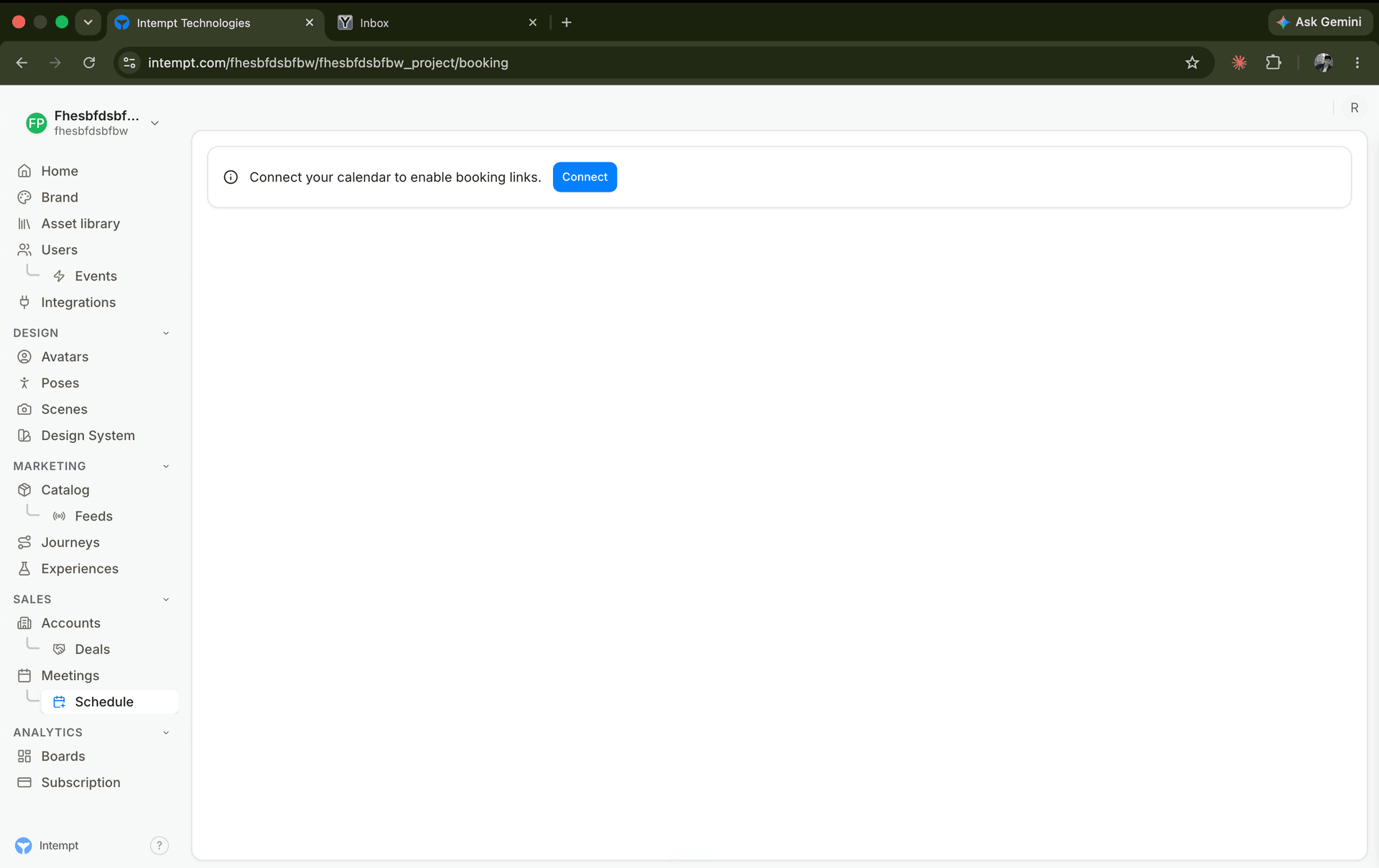 connection alert banner connect - calendar integration - Intempt documentation