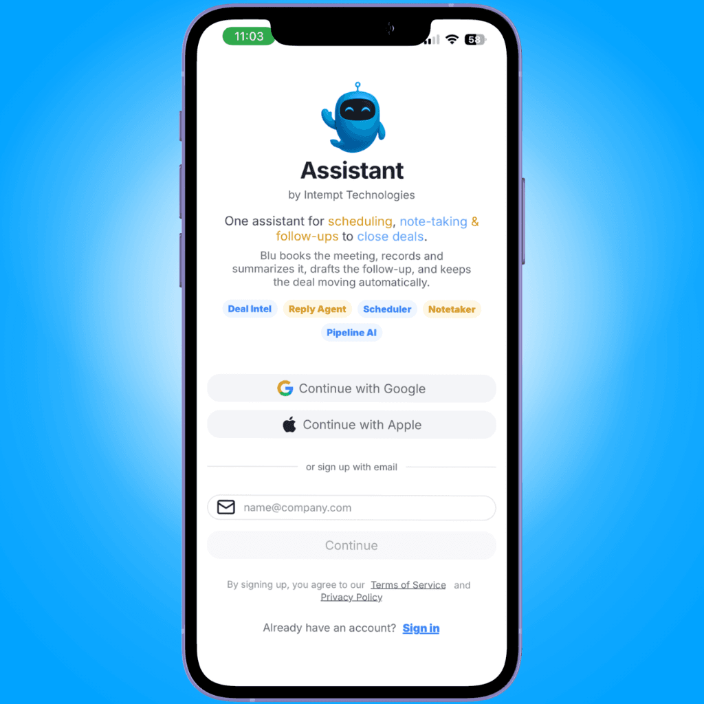 sign in screen - installing ios - Intempt documentation