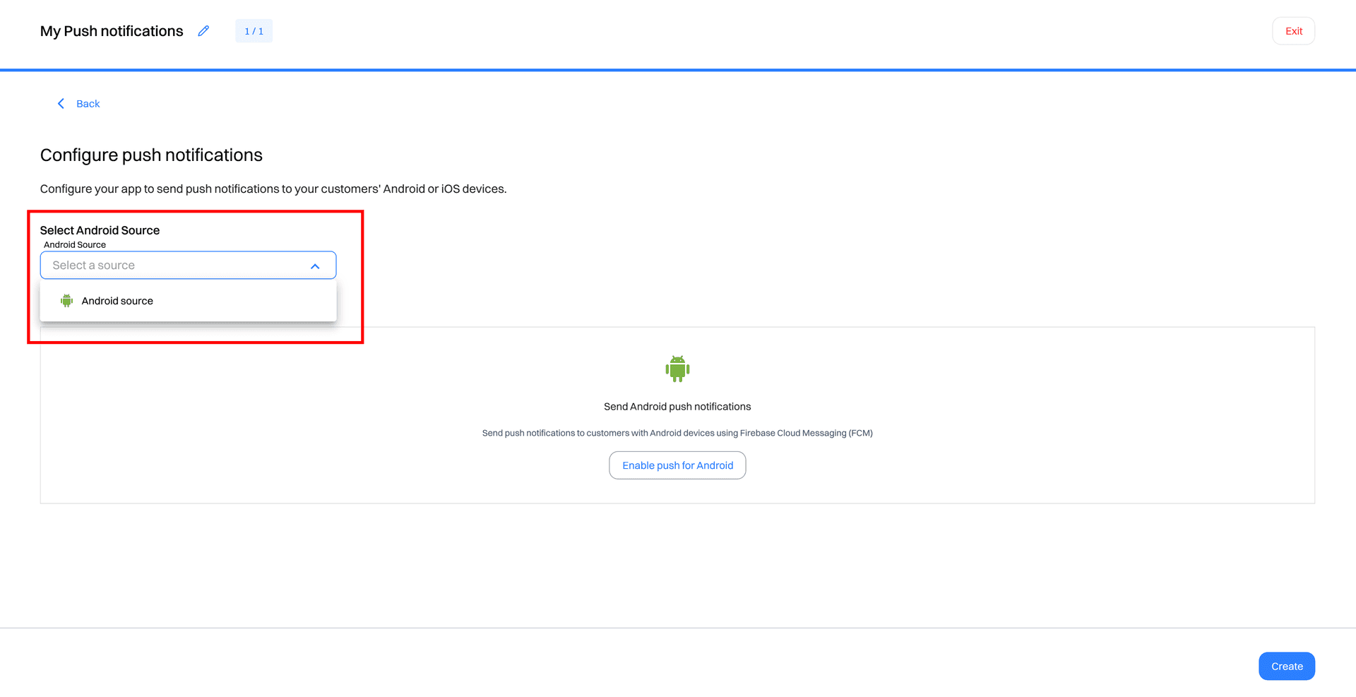 select source - push notification - Intempt documentation