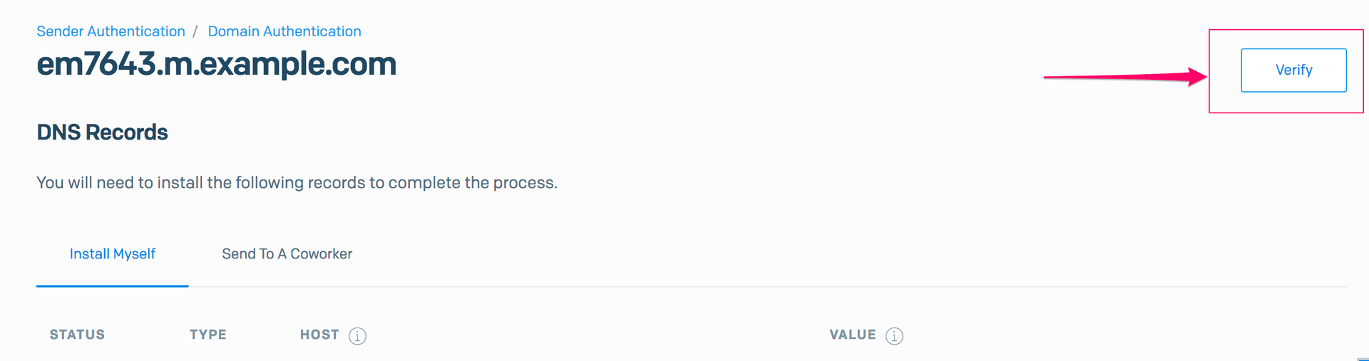 subdomain verify - sendgrid - Intempt documentation