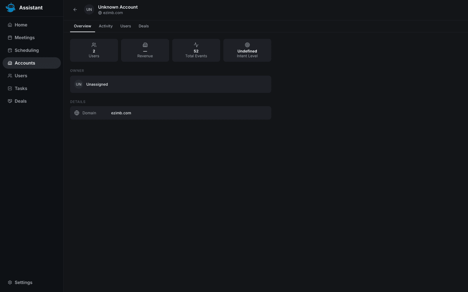 overview tab stat tiles owner section - viewing user accounts on desktop - Intempt documentation