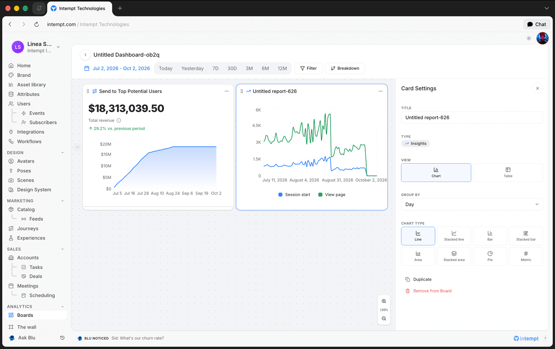 card settings chart type 5 oct 2026 - dashboards - Intempt documentation
