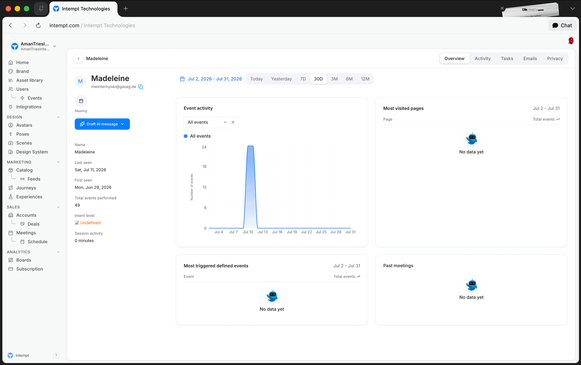 user details header sidebar overview - user account details page - Intempt documentation