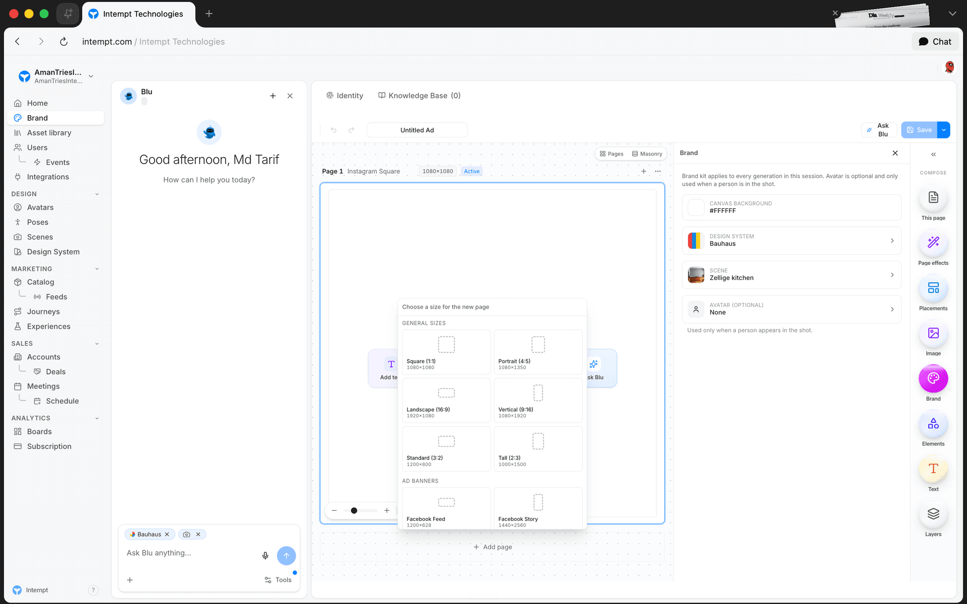 brand picker and add page dialog - brand enforcement across channels - Intempt documentation