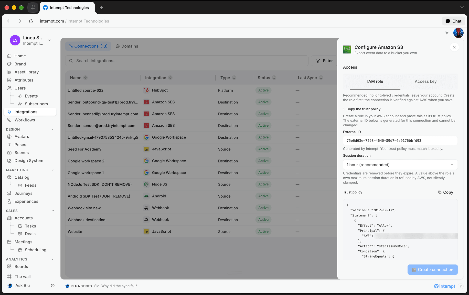 iam role access trust policy 6 oct 2026 - amazon s3 - Intempt documentation