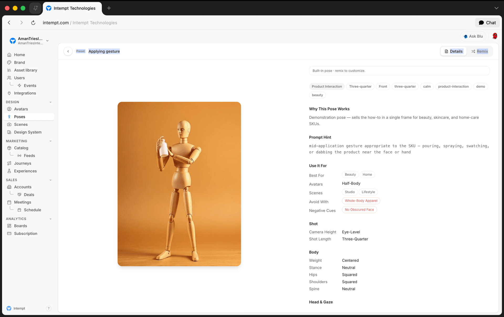 pose detail hero use it for composition - poses library overview - Intempt documentation