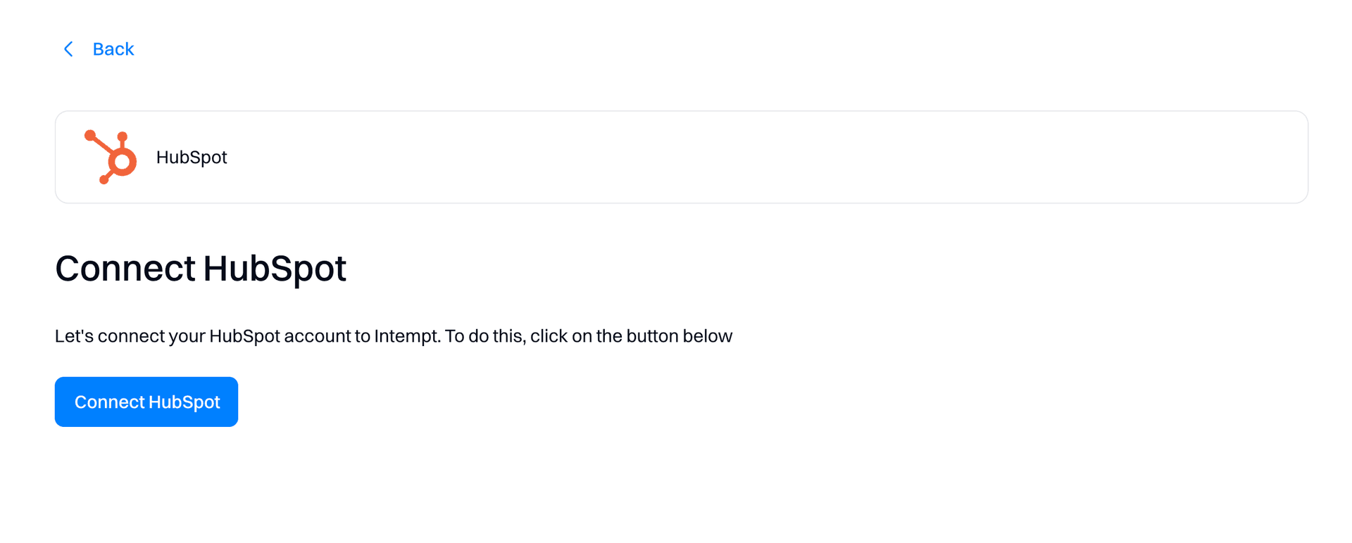 connect hubspot - hubspot - Intempt documentation