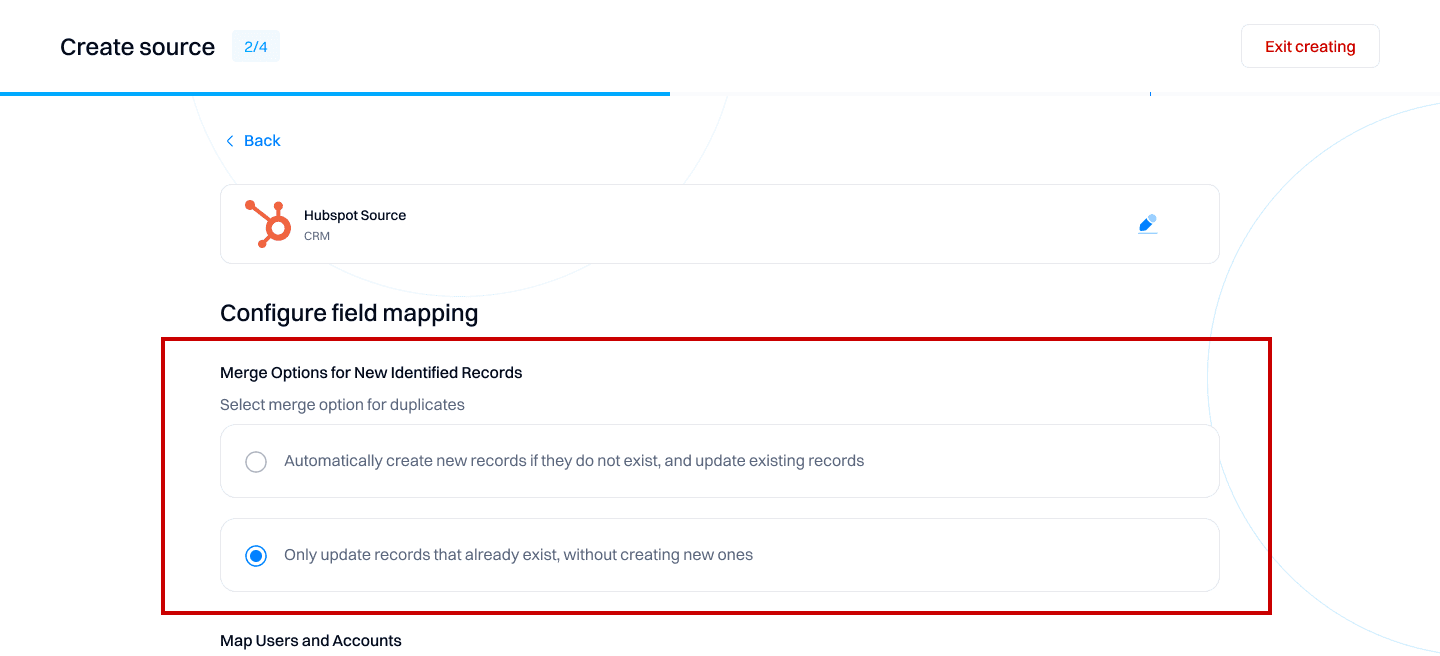 merge options - hubspot - Intempt documentation