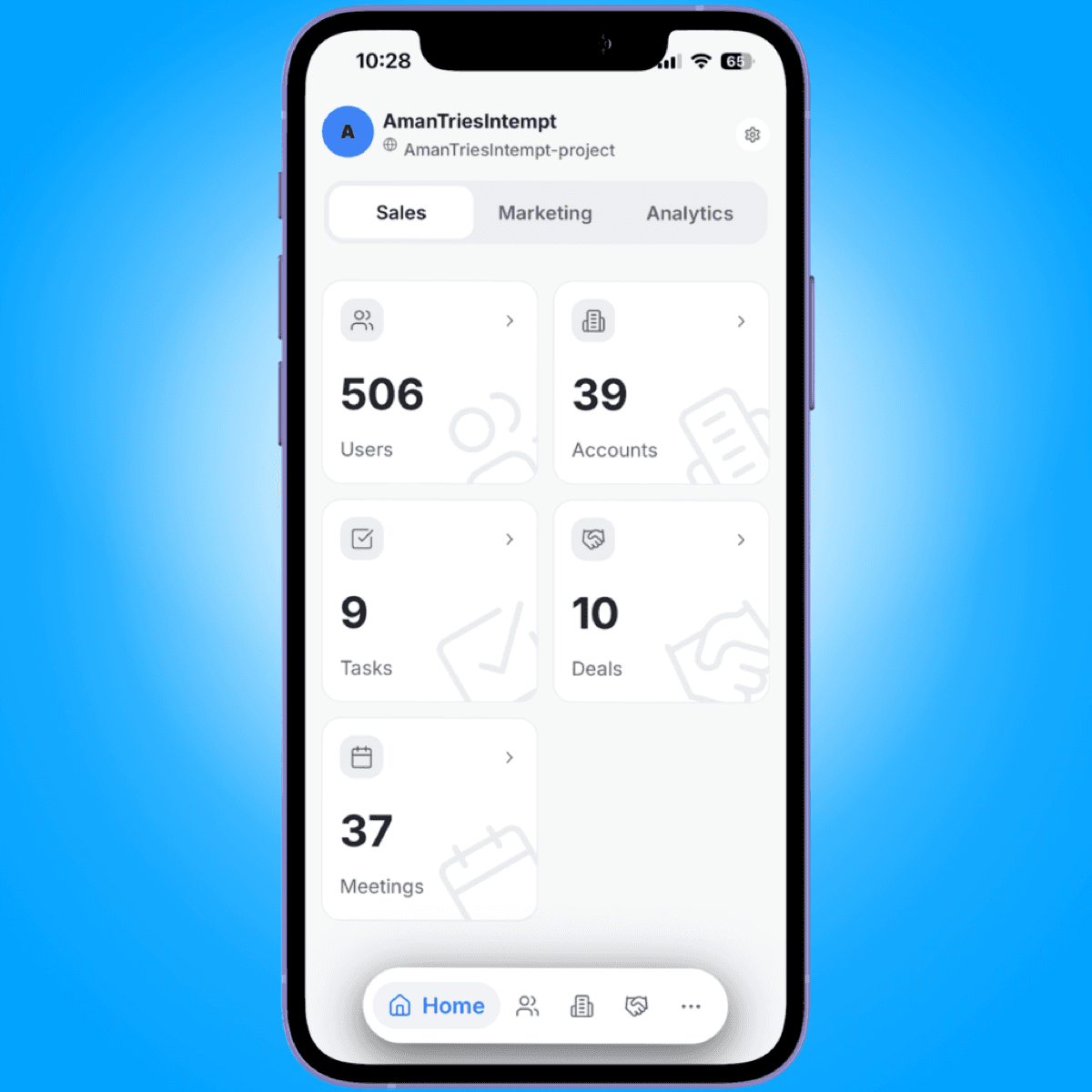 home product switcher - mobile app overview - Intempt documentation