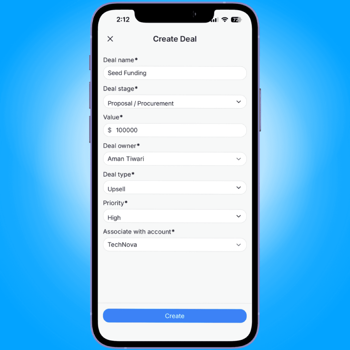 create deal form - mobile sales workflow guide - Intempt documentation
