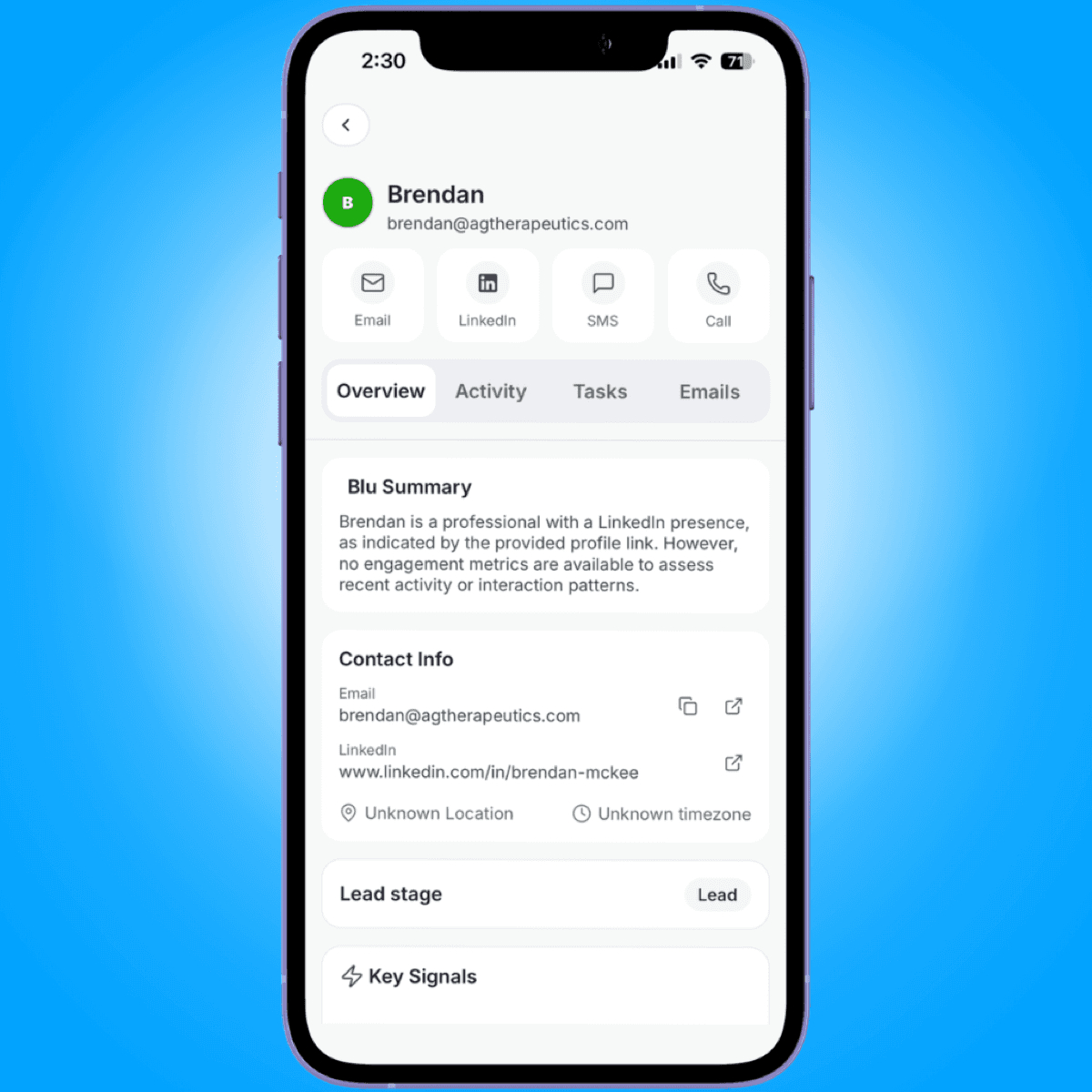 user detail tab bar - mobile sales workflow guide - Intempt documentation