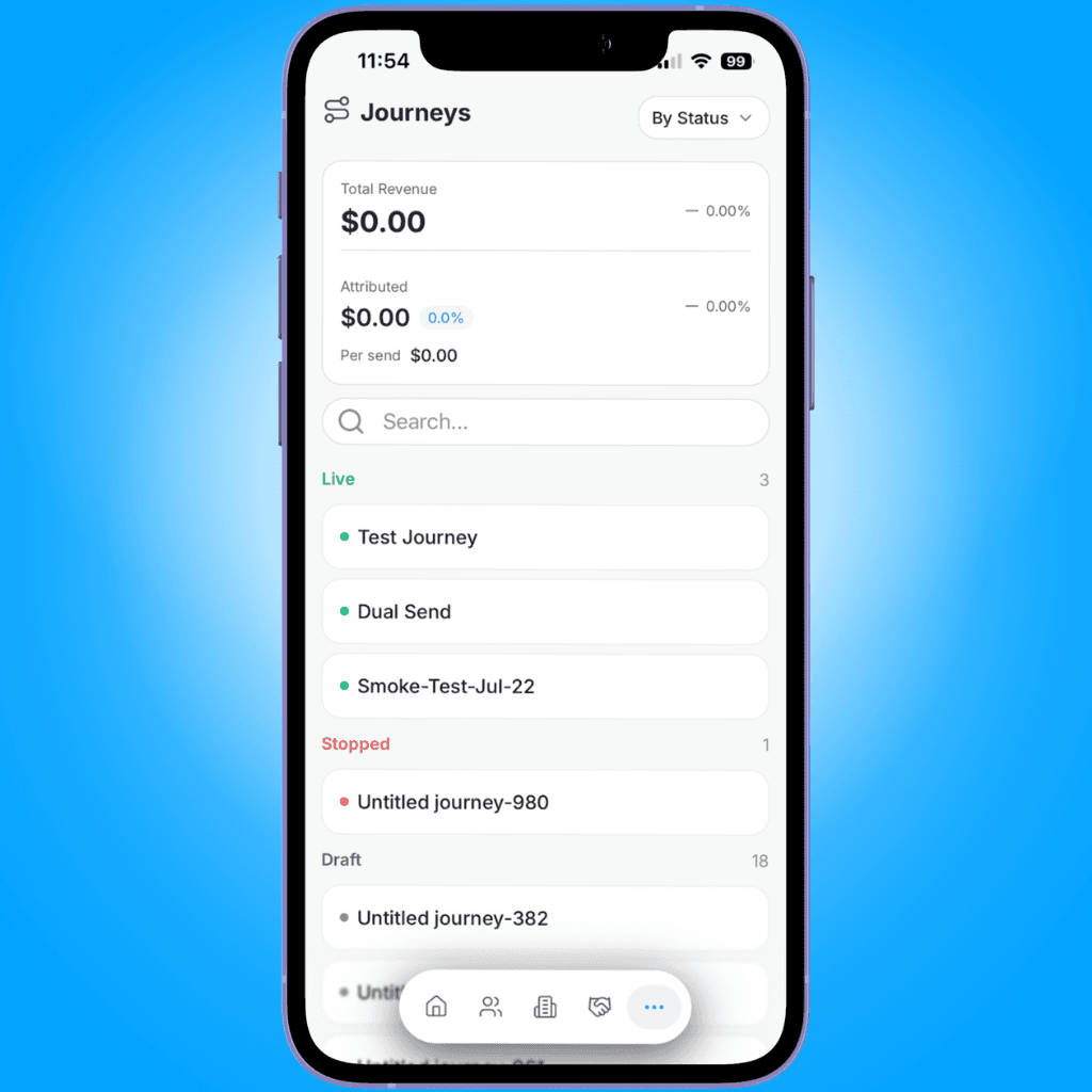 journeys list by status - viewing journeys on mobile - Intempt documentation