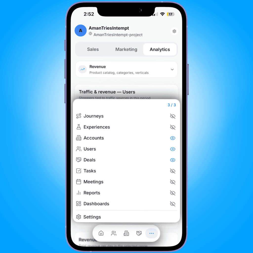 more menu journeys - viewing journeys on mobile - Intempt documentation