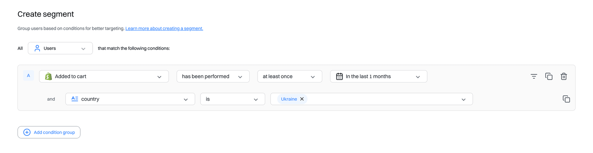 create segment - shopify app - Intempt documentation
