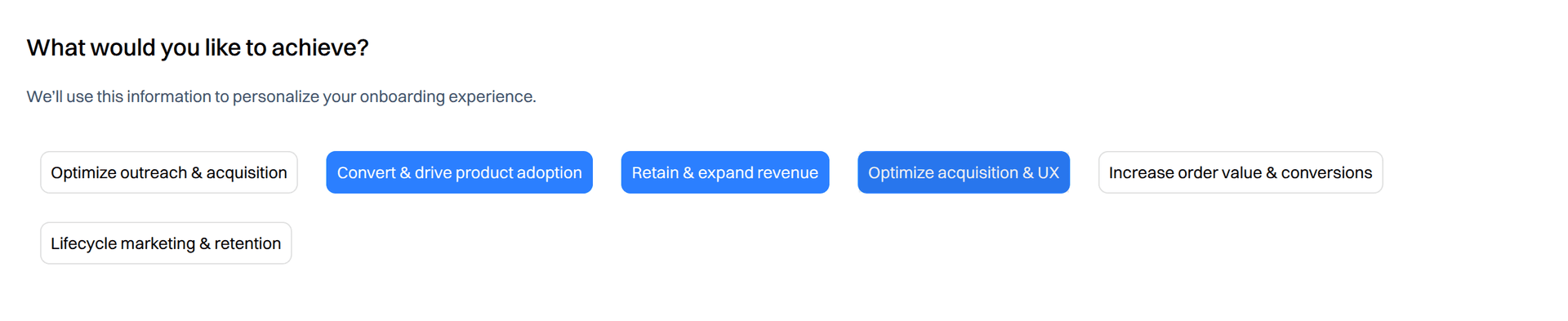 onboarding goals - shopify app - Intempt documentation